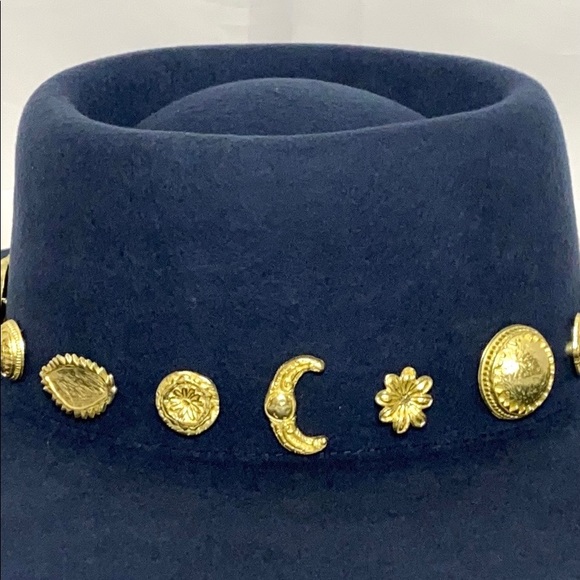 Color Cosmic Boater Navy Wool Hat 